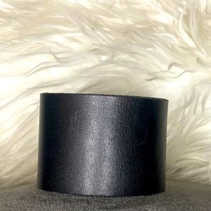 Adjustable Black Faux Leather Bracelet!